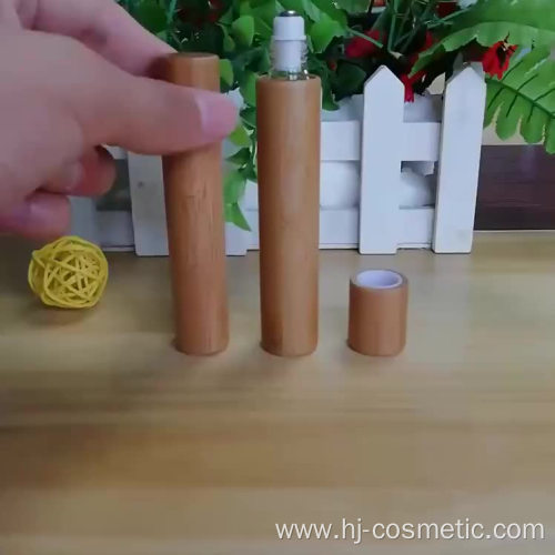 wholesale cosmetic high end essential oil packaging glass10ml bamboo roller bottle for perfume